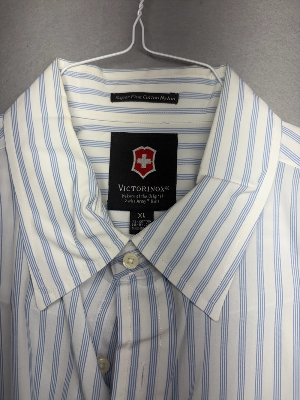 Victorinox White Shirt with Light Blue Stripes - Classic Button-Down